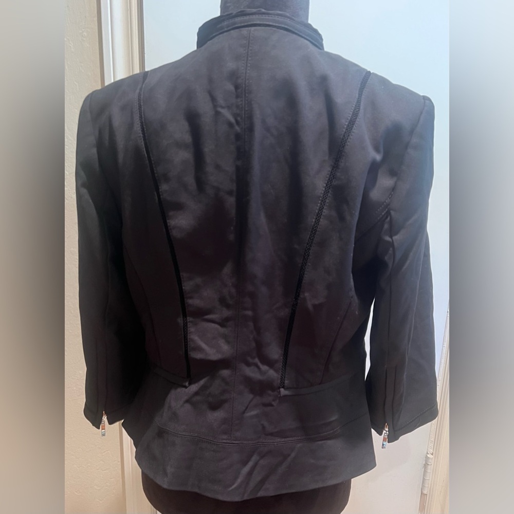 White House Black Market Perfect Form Zip Front Black Jacket Blazer Size 12 - Picture 7 of 14